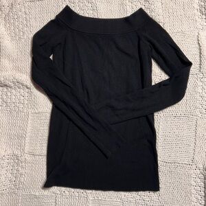 Banana Republic Wide Neck Black Long Sleeve Shirt